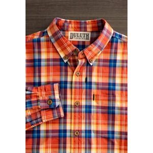 Duluth Trading Plaid Button Down Shirt Mens 2XL Cotton Stretch Workwear Casual